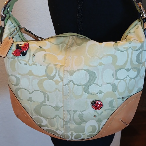 Coach Handbags - *Upcycled Coach Y2k Green Hobo With Coach Ladybugs 🐞